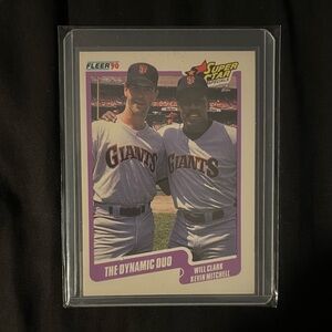 S.F. Giants Vintage 1990 Fleer #637 Will Clark + Kevin Mitchell DYNAMIC DUO Card